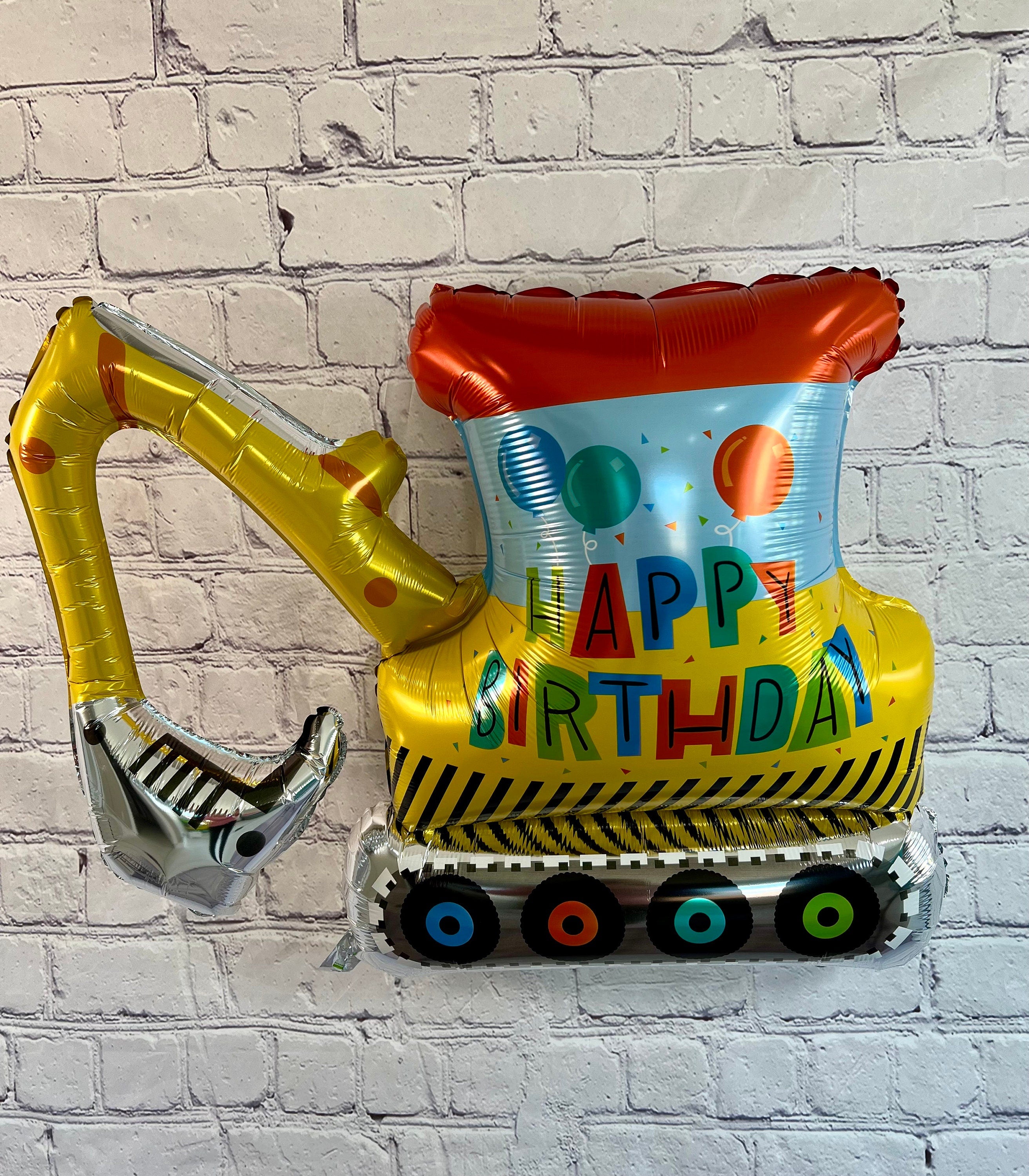 Construction Bulldozer Balloon – Happy Birthday Foil Party Decor