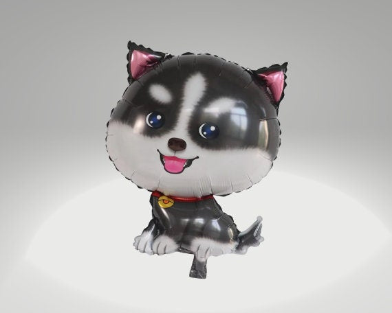 Corgi dog balloon black & white dog party decoration | Party celebration supplies decor for dog puppy birthday dog lover | Foil balloons