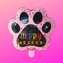 Load image into Gallery viewer, Dog paw print balloon pink party supply decoration | Party celebration supplies dog puppy birthday dog lover | Foil helium balloons

