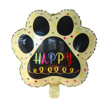 Load image into Gallery viewer, Dog paw print balloon gold / yellow party supply decoration | Party celebration supplies dog puppy birthday dog lover | Foil helium balloons
