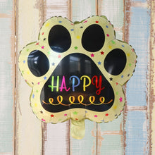 Load image into Gallery viewer, Dog paw print balloon gold / yellow party supply decoration | Party celebration supplies dog puppy birthday dog lover | Foil helium balloons
