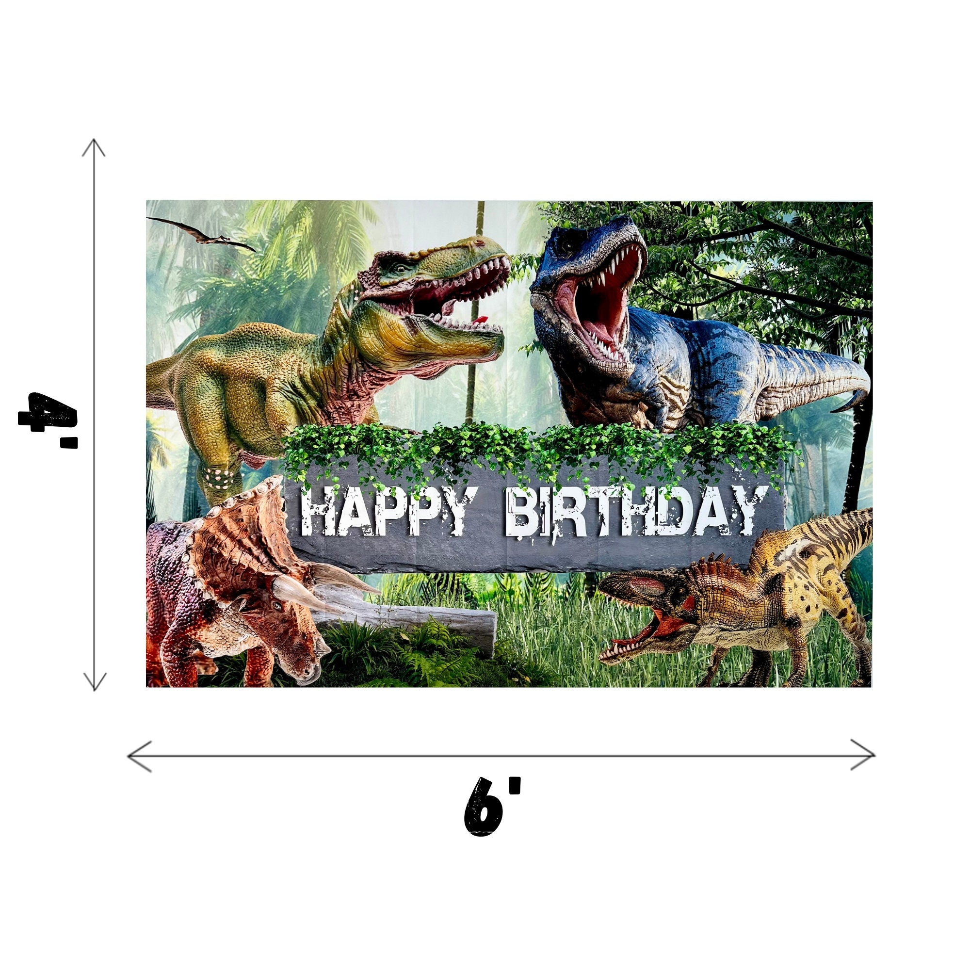 Dinosaur Photo Backdrop – Kids Birthday Party Vinyl Banner