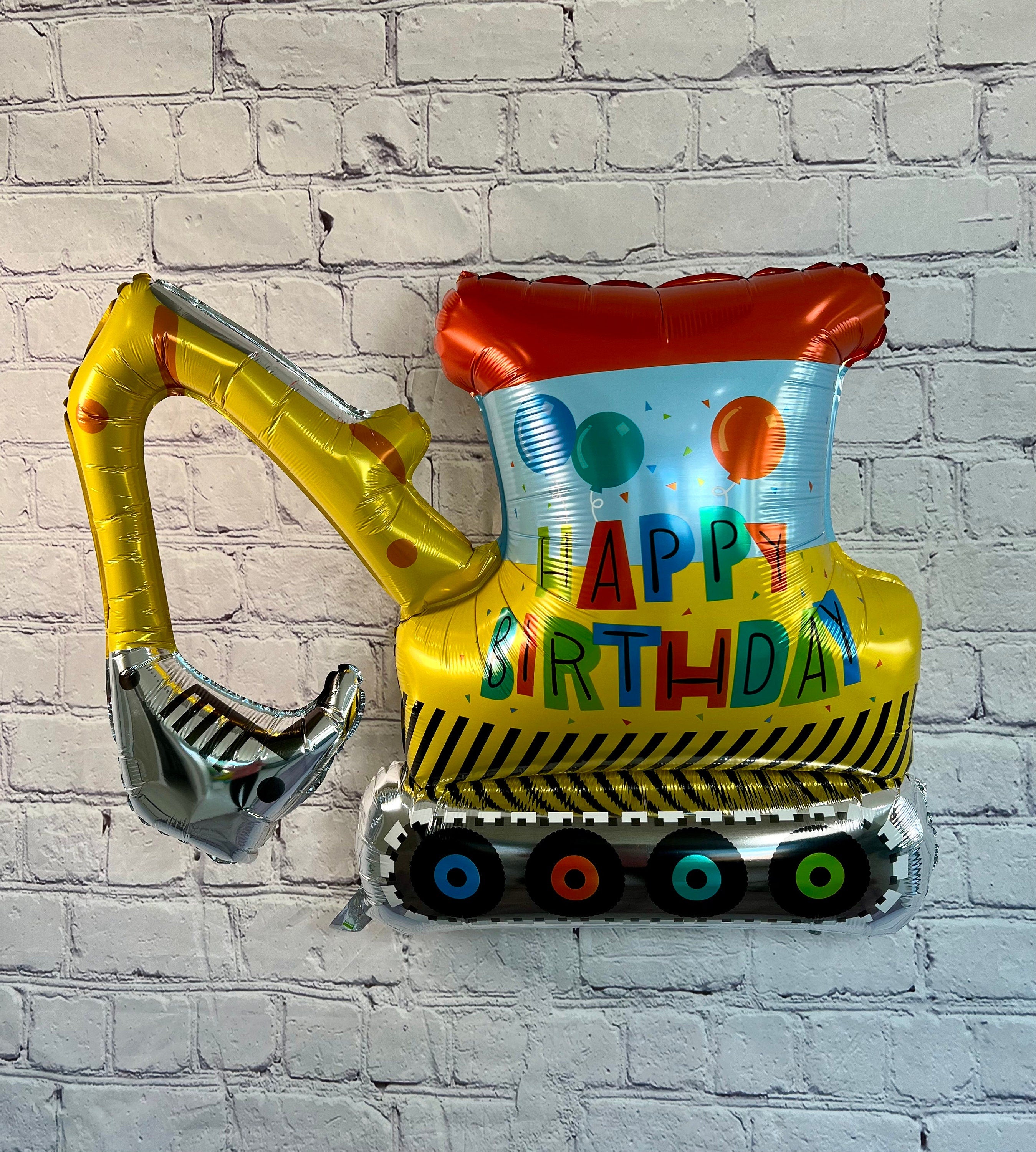 Construction Bulldozer Balloon – Happy Birthday Foil Party Decor