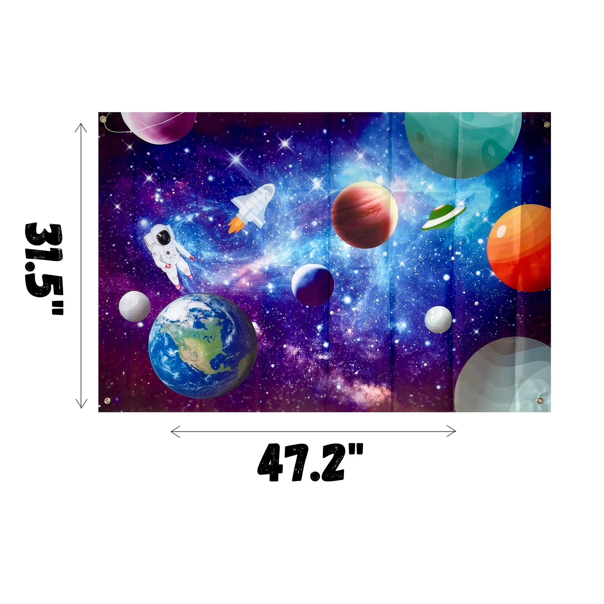 Astronaut Outer Space Photo Backdrop – Kids Birthday Party Vinyl Banner