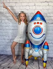Load image into Gallery viewer, Astronaut Rocket Ships Outer Space Moon 4PC Balloon Set | Party Supplies and Decorations | Kids Birthday Party Celebration Space Theme Decor

