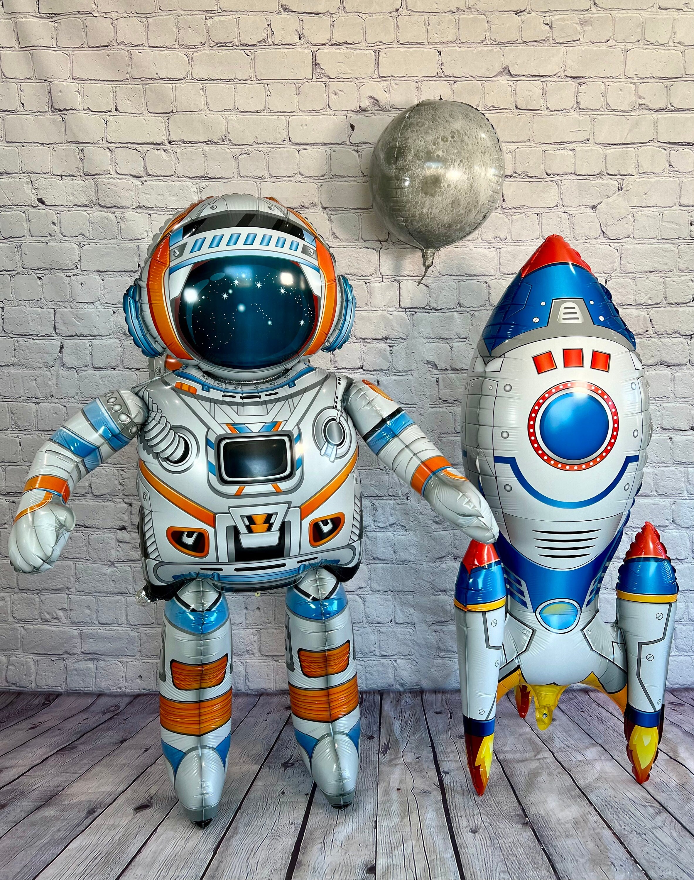 Astronaut & Rocket Ship Balloon Set – Outer Space Party Decor (4-Piece Set)