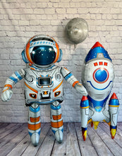 Load image into Gallery viewer, Astronaut Rocket Ships Outer Space Moon 4PC Balloon Set | Party Supplies and Decorations | Kids Birthday Party Celebration Space Theme Decor
