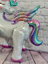 Load image into Gallery viewer, Unicorn Balloon JUMBO Mylar Standing Foil Balloon | Party Supplies Decorations | Kids Gifts for Birthday Mom to be Baby Shower Celebrations
