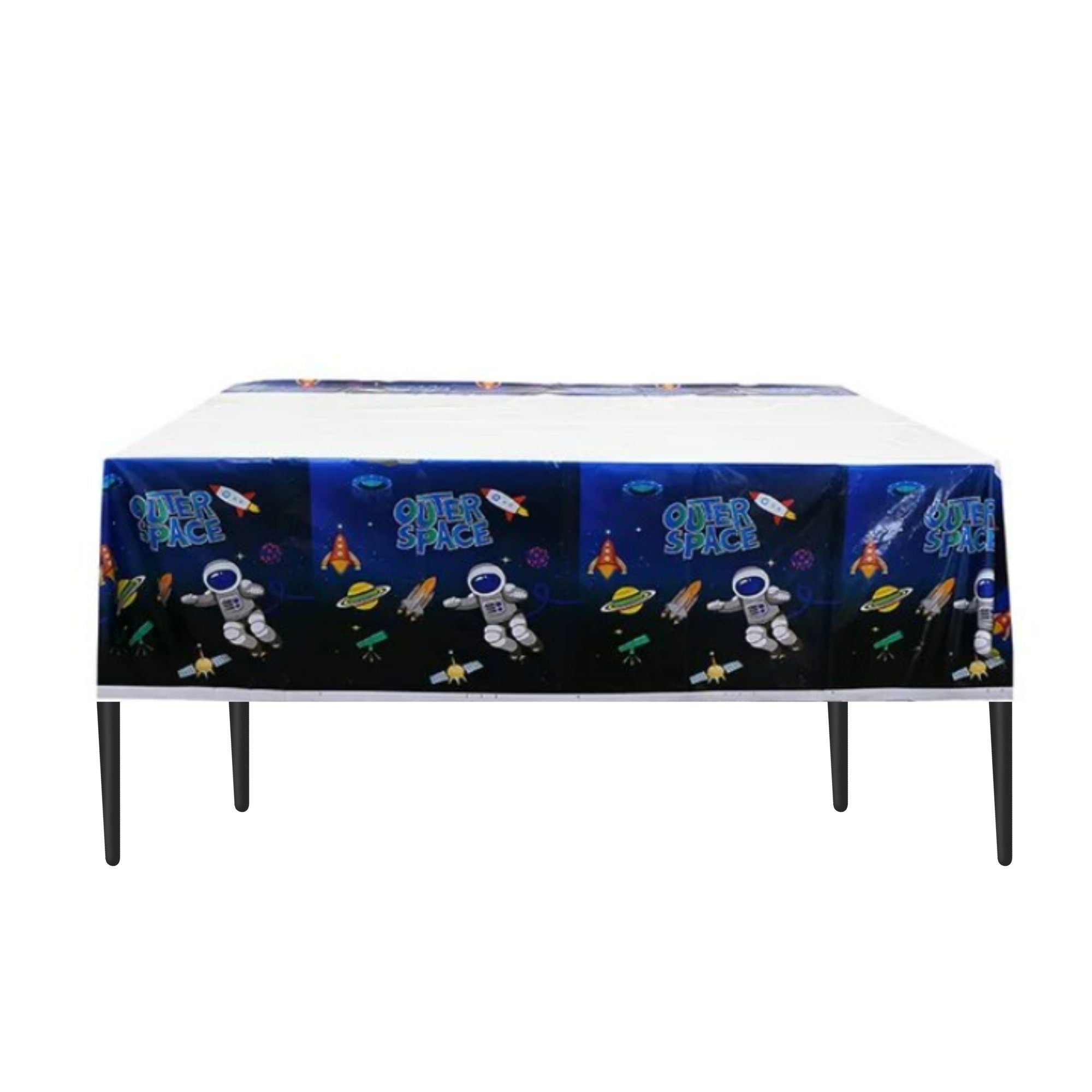 Outer Space Party Tablecloth – Astronaut & Rocket Disposable Table Cover