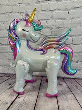 Load image into Gallery viewer, Unicorn Balloon JUMBO Mylar Standing Foil Balloon | Party Supplies Decorations | Kids Gifts for Birthday Mom to be Baby Shower Celebrations
