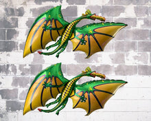 Load image into Gallery viewer, Green Dragon Foil Balloons JUMBO Mylar Set of 2 | Birthday Party Decorations Supplies | Dragons Love Tacos Baby Shower Gender Reveal Gifts
