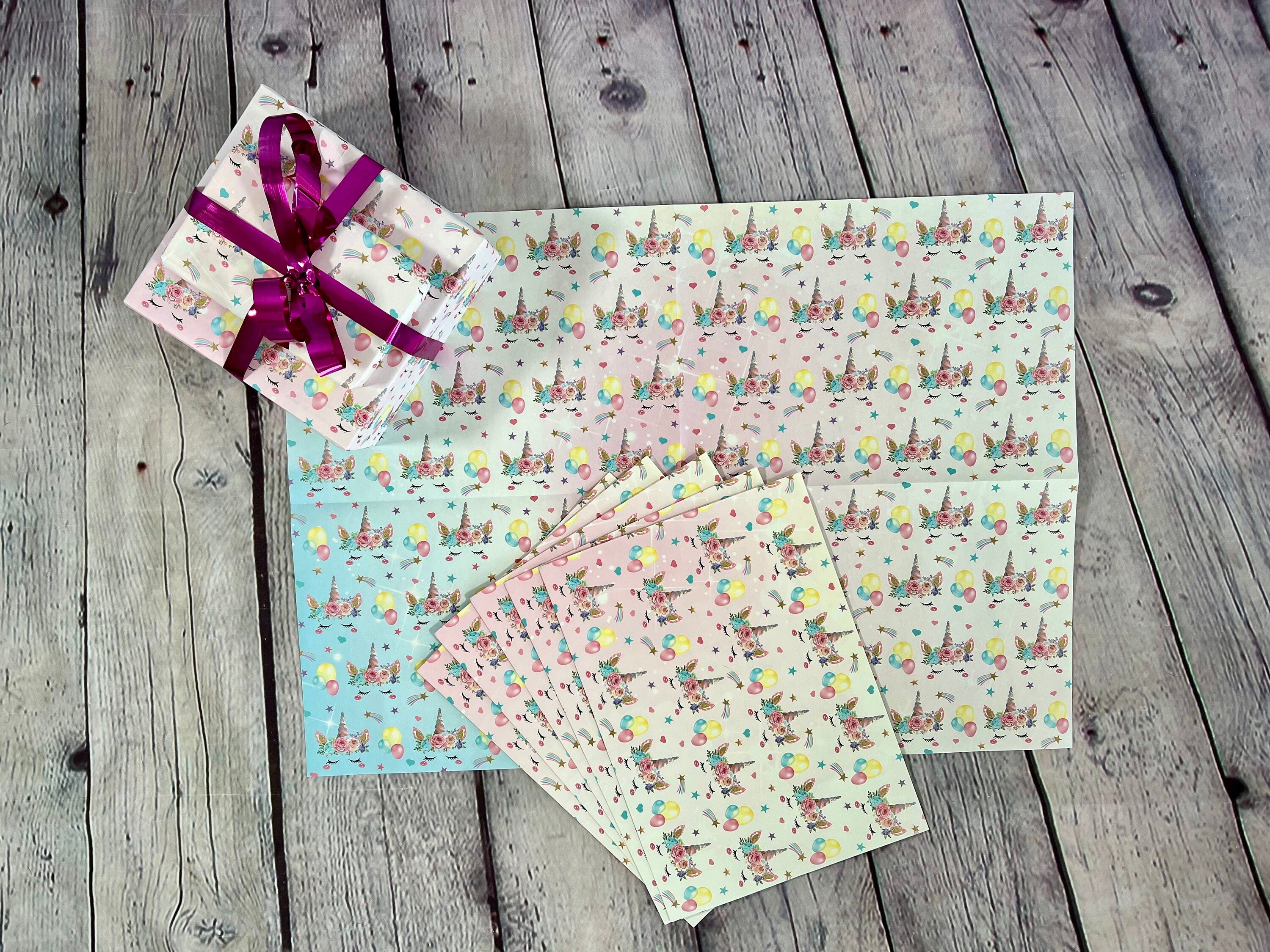 Unicorn Gift Wrapping Paper – Birthday & Baby Shower Wrap (3-Sheet Set)