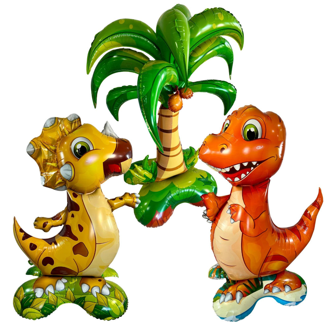 Dinosaur Balloon Set of 3 JUMBO Mylar Foil Balloons | Party Supplies and Decorations | Kids Birthday Party Gifts Baby Shower Celebrations