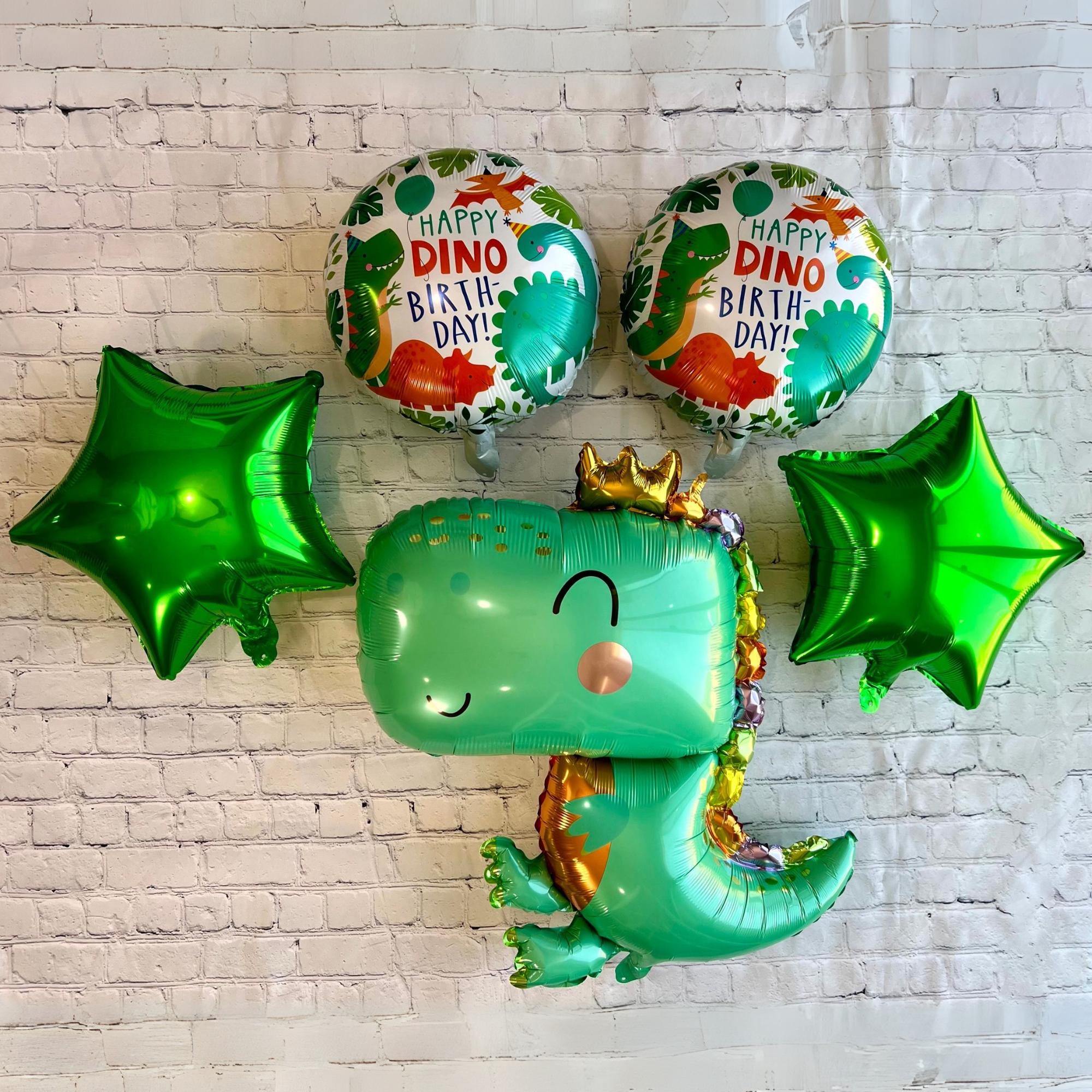 Teal Baby Dinosaur Balloon Set – Jumbo Foil Party Decor (5-Piece Set)