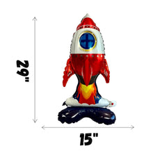 Load image into Gallery viewer, Rocket Ship Balloon Birthday Outer Space Stars 5 PC Set | Party Supplies Balloons and Decorations for Celebrations Events | Gifts for Kids
