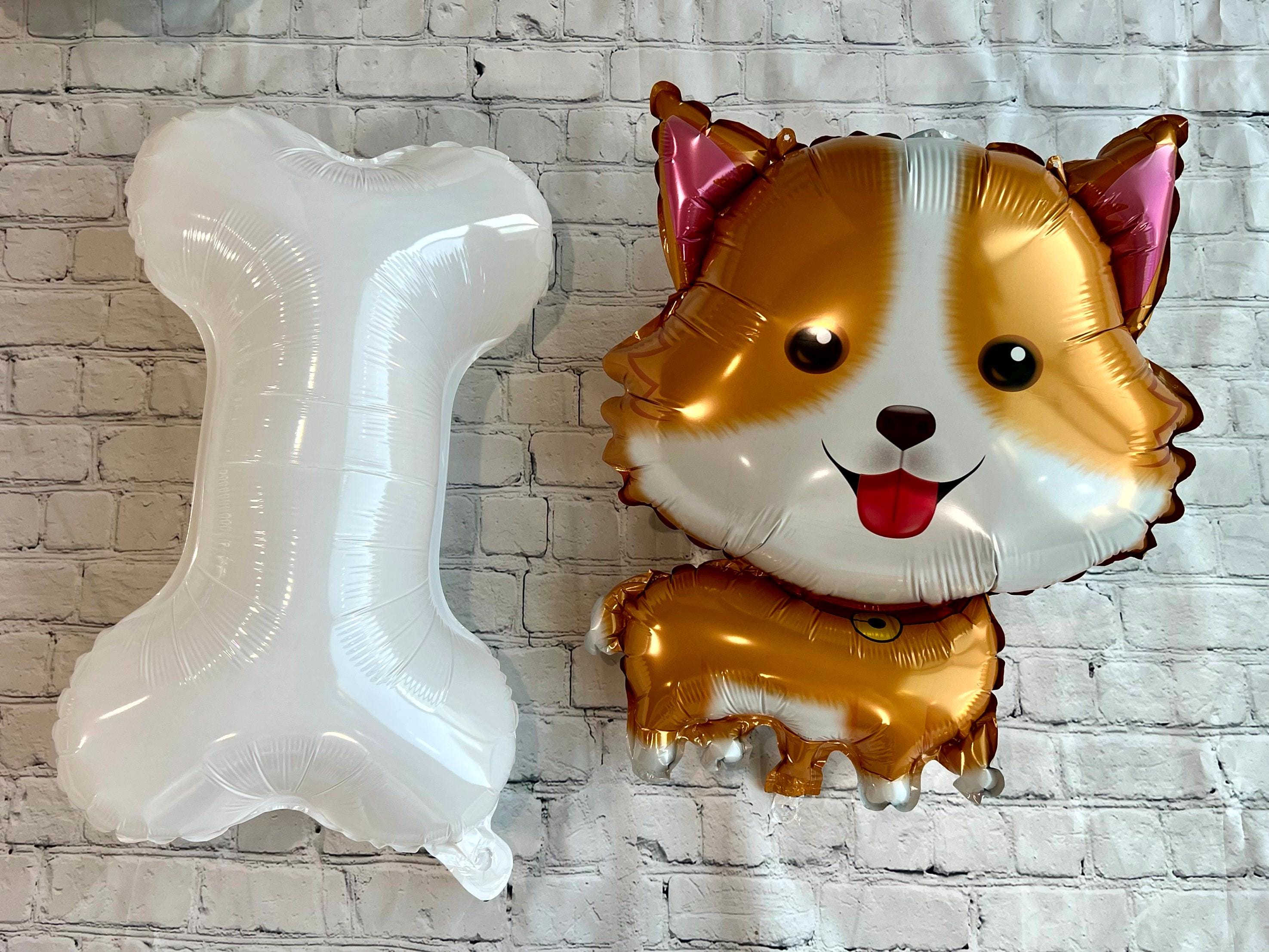 Corgi Dog Bone & Paw Print Balloon Set – Party Decor (5-Piece Set)