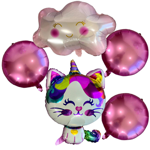 Caticorn Balloon Set – Unicorn Kitty Party Decor (5-Piece Set)