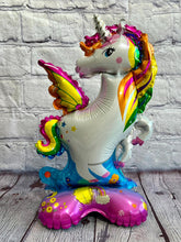 Load image into Gallery viewer, Unicorn Foil Balloon Standing 2PC Set | Birthday Party Decoration &amp; Party Supply | Kids Birthday Gifts Baby Shower Gender Reveal Celebration
