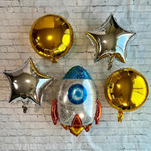 Load image into Gallery viewer, Rocket Ship Space Balloon 5PC Outer Space Birthday Party Set | Party Supplies Balloons &amp; Decorations Gender Reveal Baby Shower Decor | Gifts
