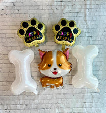 Load image into Gallery viewer, Corgi dog bone &amp; paw print balloon party decorations 5PC set | Dog birthday celebrations supplies decor for dog puppy birthday dog lover
