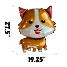 Load image into Gallery viewer, Corgi dog bone &amp; paw print balloon party decorations 5PC set | Dog birthday celebrations supplies decor for dog puppy birthday dog lover
