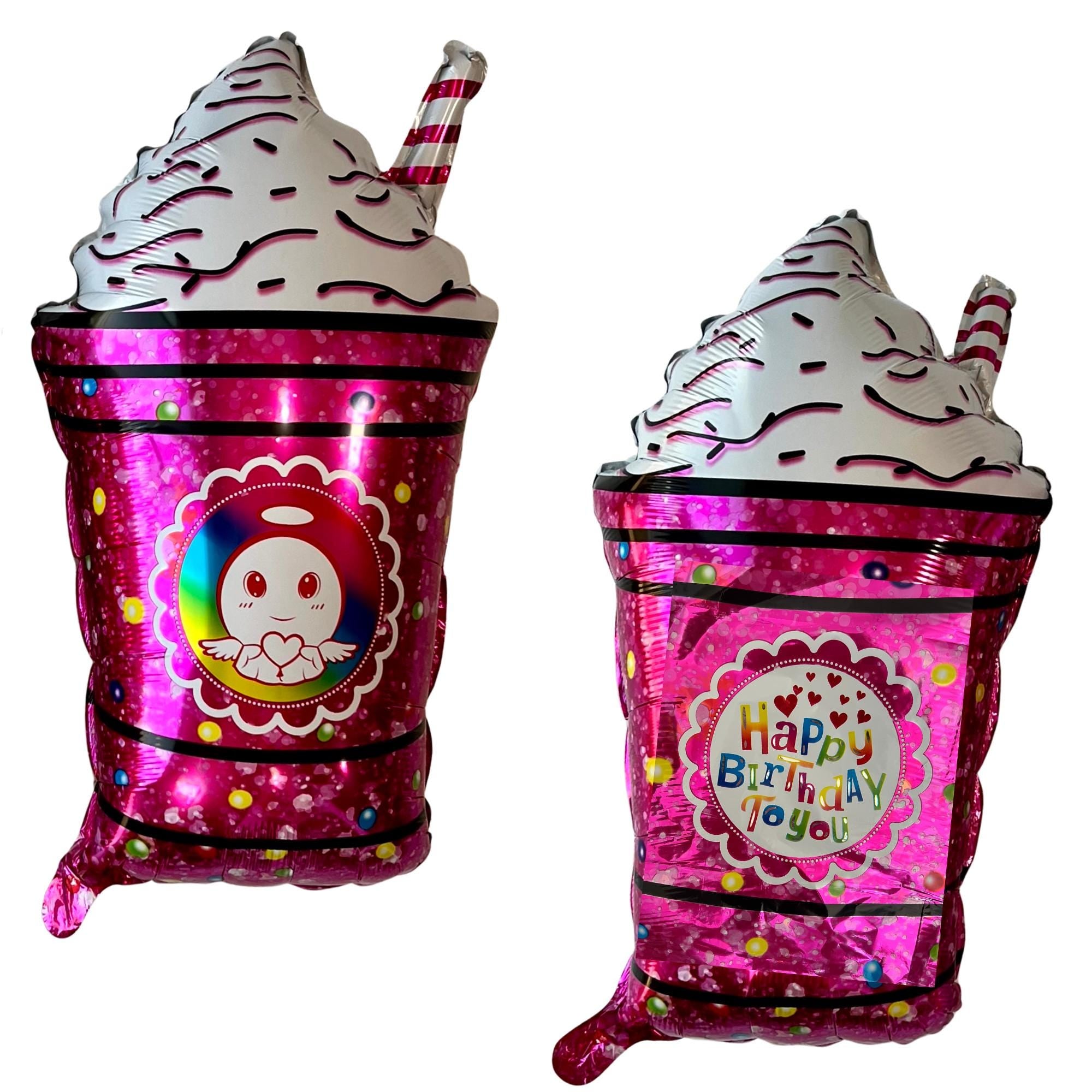 Pink Boba Tea Balloon Set – Kawaii Party Decor (2-Piece Set)