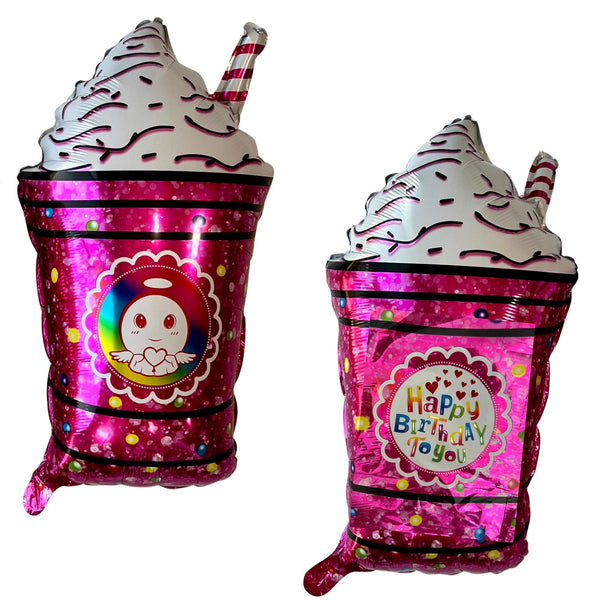 Pink Boba Tea Balloon Set – Kawaii Party Decor (2-Piece Set)