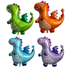 Load image into Gallery viewer, Dragon Foil Balloons JUMBO Mylar - Set of 4 Kids Birthday Party Decorations and Supplies | Birthday Baby Shower Gender Reveal

