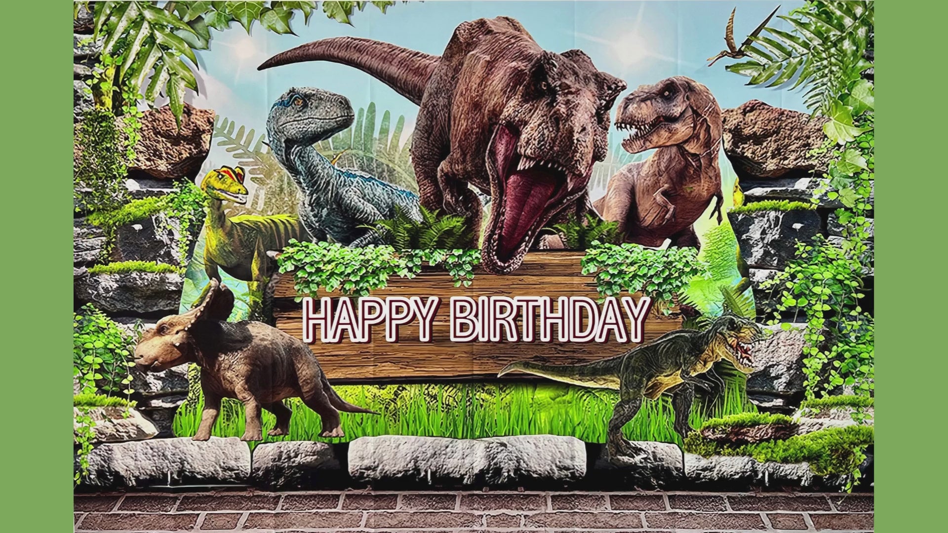 Dinosaur Photo Backdrop – Kids Birthday Party Vinyl Dinosaur Banner