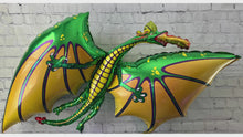 Load and play video in Gallery viewer, Green Dragon Foil Balloons JUMBO Mylar Set of 2 | Birthday Party Decorations Supplies | Dragons Love Tacos Baby Shower Gender Reveal Gifts
