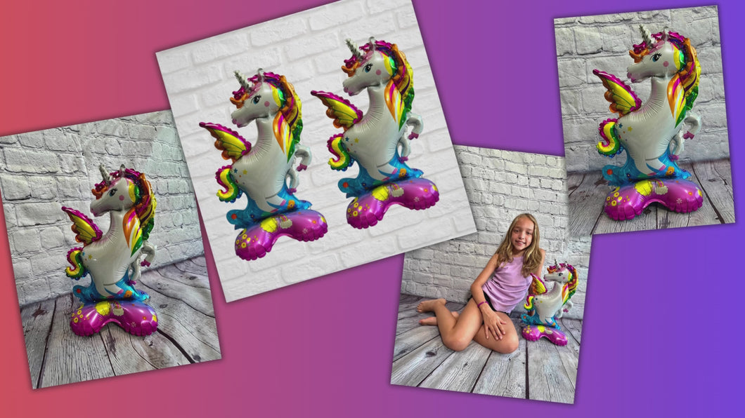 Unicorn Foil Balloon Standing 2PC Set | Birthday Party Decoration & Party Supply | Kids Birthday Gifts Baby Shower Gender Reveal Celebration