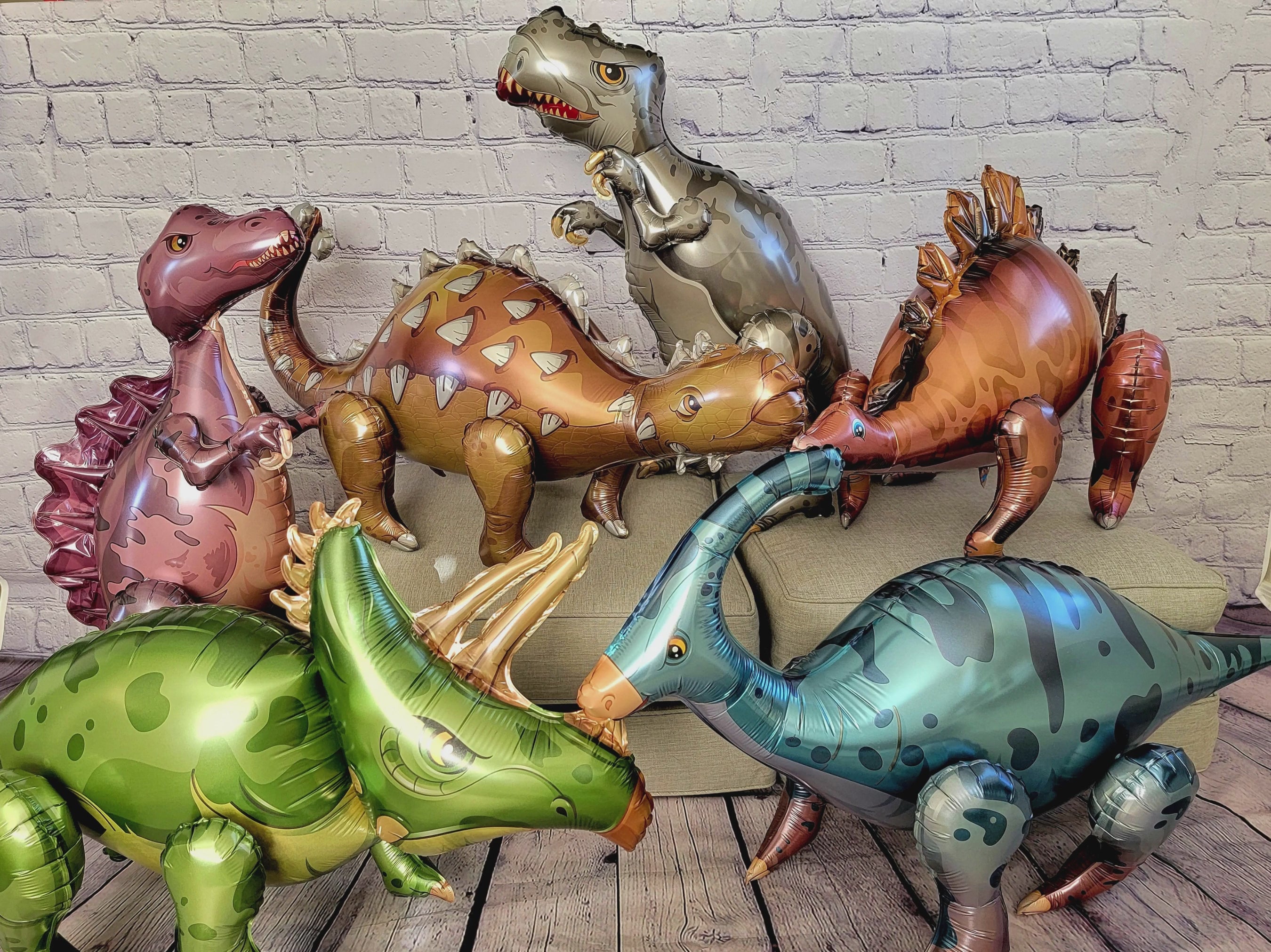 Realistic Walking Dinosaur Balloon Set – Jumbo Foil Party Decor (6-Piece Set)