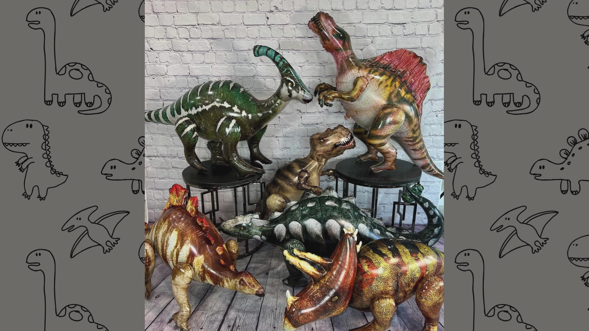 Gigantic Walking Dinosaur Balloon Set – Jumbo Foil Party Decor (6-Piece Set)