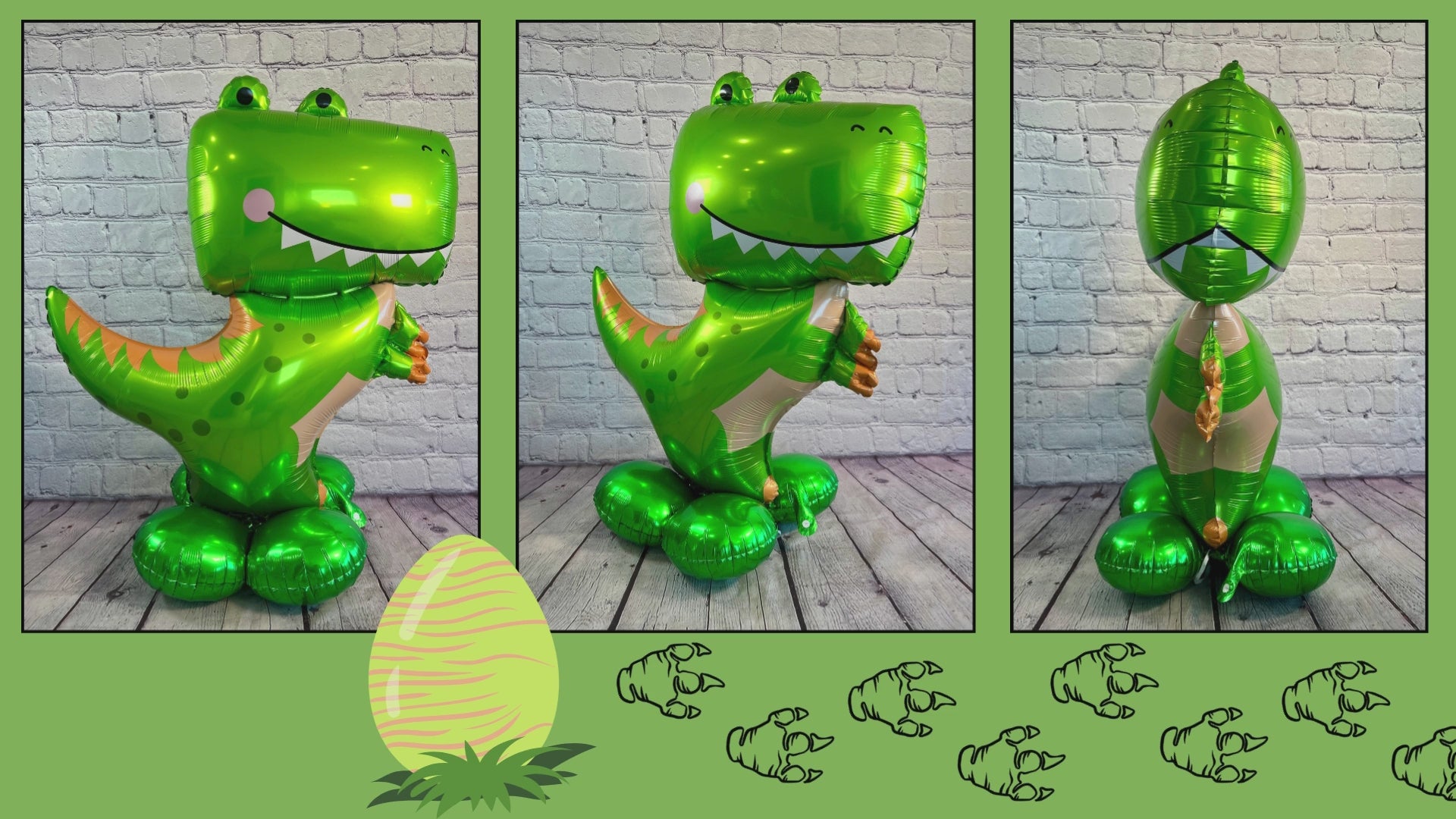 Green Dinosaur Standing Balloon – Jumbo Foil Party Decor