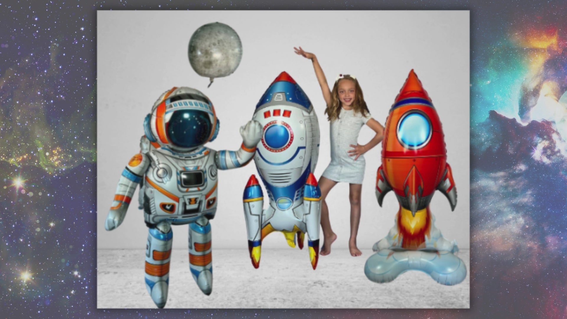 Astronaut & Rocket Ship Balloon Set – Outer Space Party Decor (4-Piece Set)