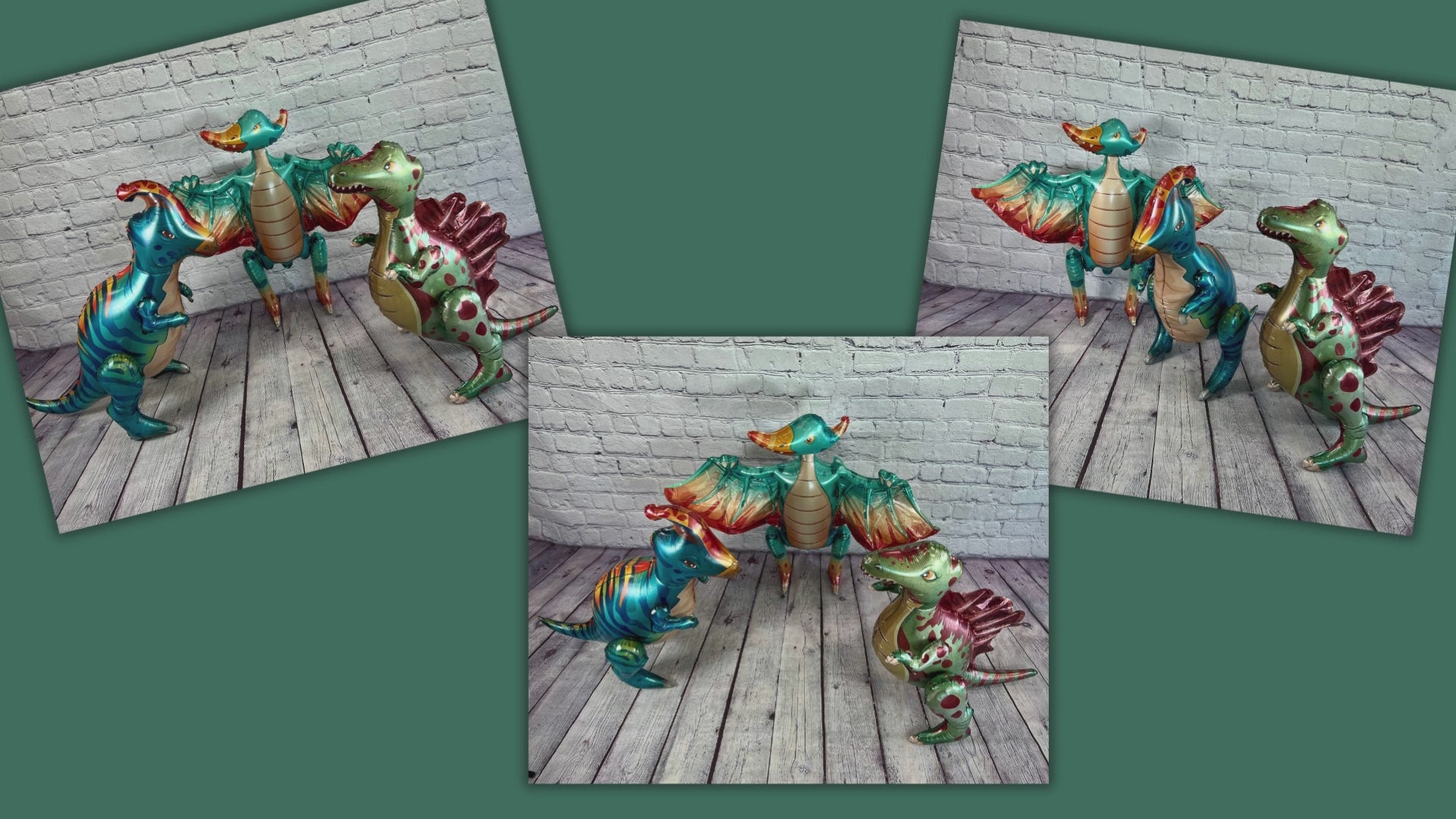 Dinosaur 4D Standing Balloon Set – Jumbo Foil Party Decor (3-Piece Set)