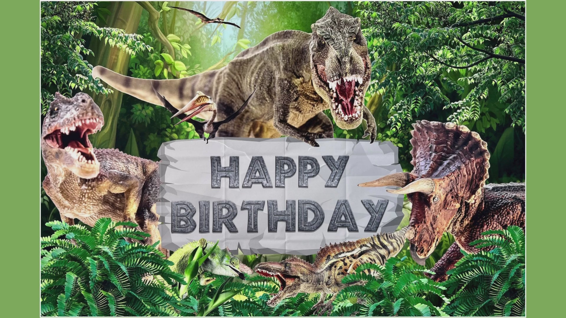 Dinosaur Photo Backdrop – Kids Birthday Party Vinyl Banner
