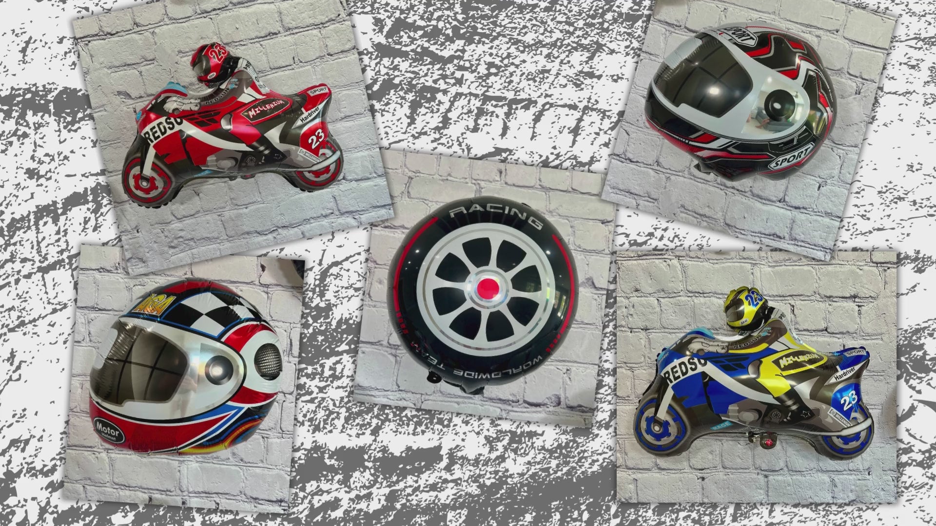 Motorcycle, Dirt Bike & Helmet Balloons – Party Decor Set