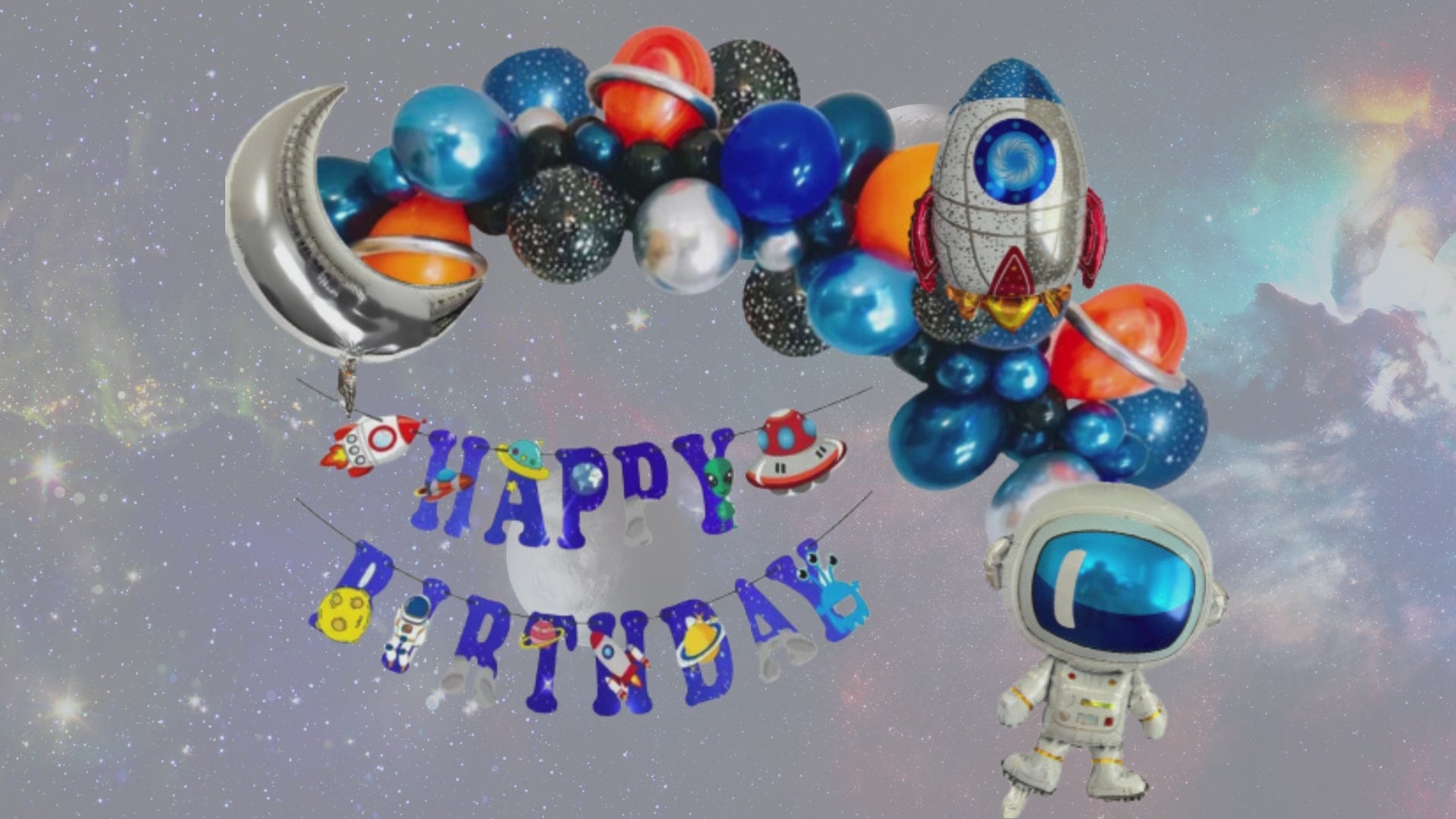 Astronaut Balloon Garland Arch Set – Outer Space Birthday Party Decor