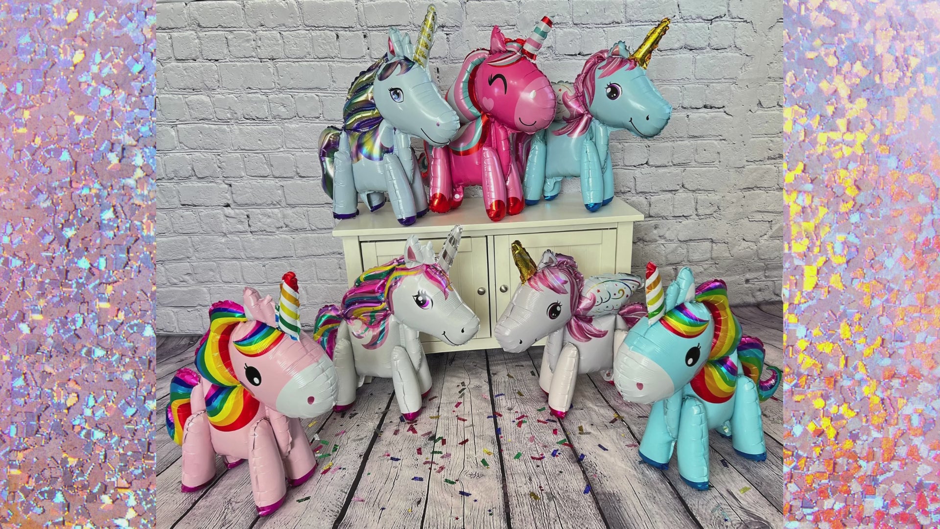 Standing Unicorn Balloon Set – Jumbo Foil Party Decor (7-Piece Set)