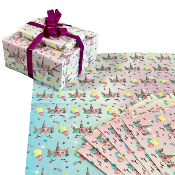 Unicorn Gift Wrapping Paper – Birthday & Baby Shower Wrap (3-Sheet Set)