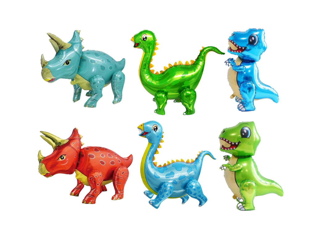 Dinosaur Balloon Set of 6 JUMBO Mylar Walking Foil Balloons