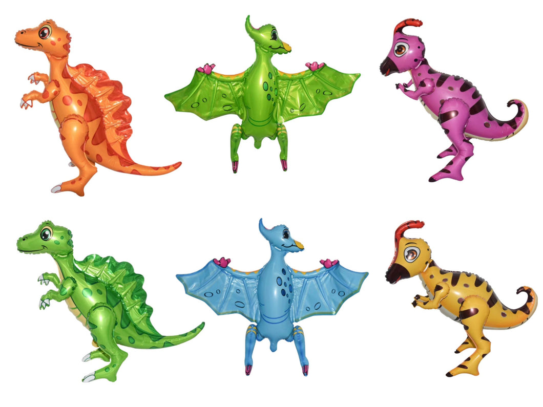 Dinosaur Balloon Set of 6 JUMBO Mylar Walking Foil Balloons