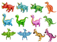 Load image into Gallery viewer, Dinosaur Balloon Set of 12 JUMBO Mylar Walking Foil Balloons
