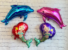 Load image into Gallery viewer, Mermaid and Dolphin Balloon 4 PC Set
