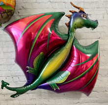 Load image into Gallery viewer, Dragon Foil Balloons JUMBO Mylar - Set of 2 Kids Birthday Party Decorations
