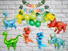 Load image into Gallery viewer, Dinosaur T-Rex  Triceratops Party Supplies Balloon Set 6 JUMBO Mylar Foil Balloons with Dinosaur Happy Birthday Banner and Decorations
